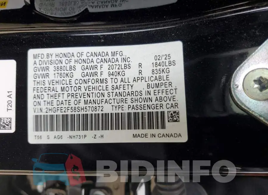 2HGFE2F58SH570872 Photo# 13