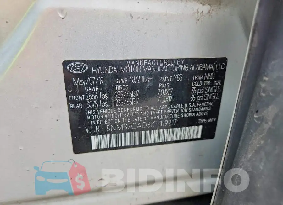 5NMS2CAD3KH119217 Photo# 13