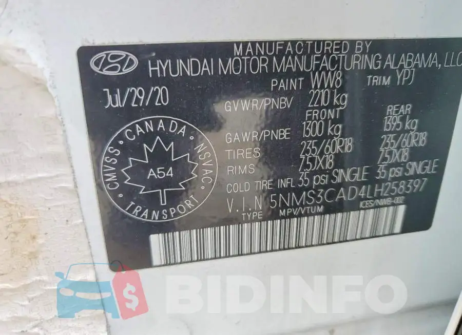 5NMS3CAD4LH258397 Photo# 13