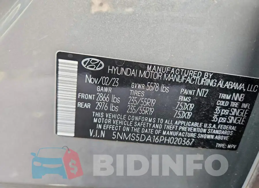 5NMS5DA16PH020367 Photo# 12