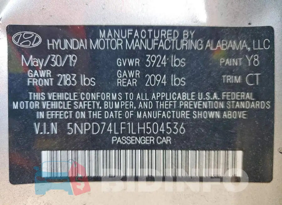 5NPD74LF1LH504536 Photo# 12