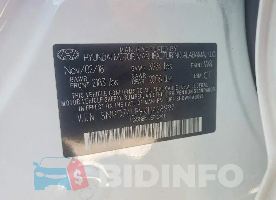 5NPD74LF9KH428997 Photo# 12