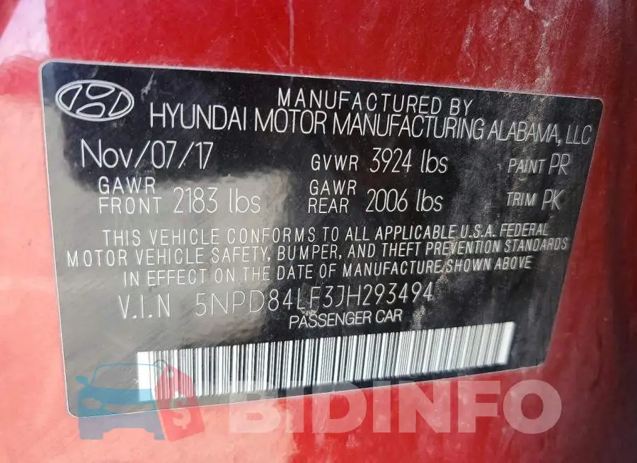 5NPD84LF3JH293494 Photo# 12