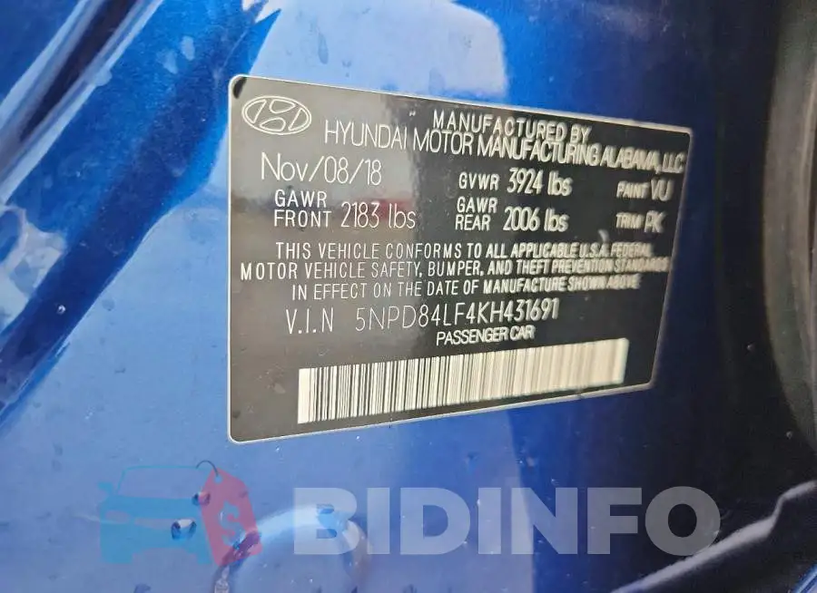 5NPD84LF4KH431691 Photo# 12
