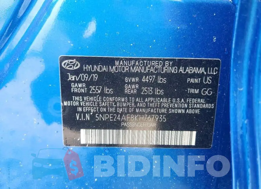 5NPE24AF8KH767935 Photo# 12