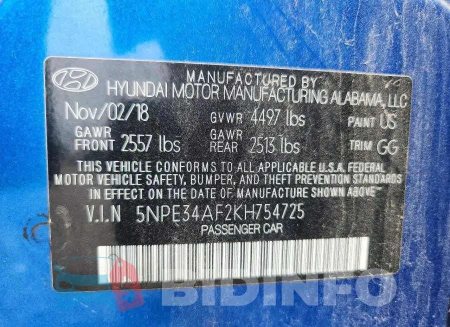 5NPE34AF2KH754725 Photo# 12