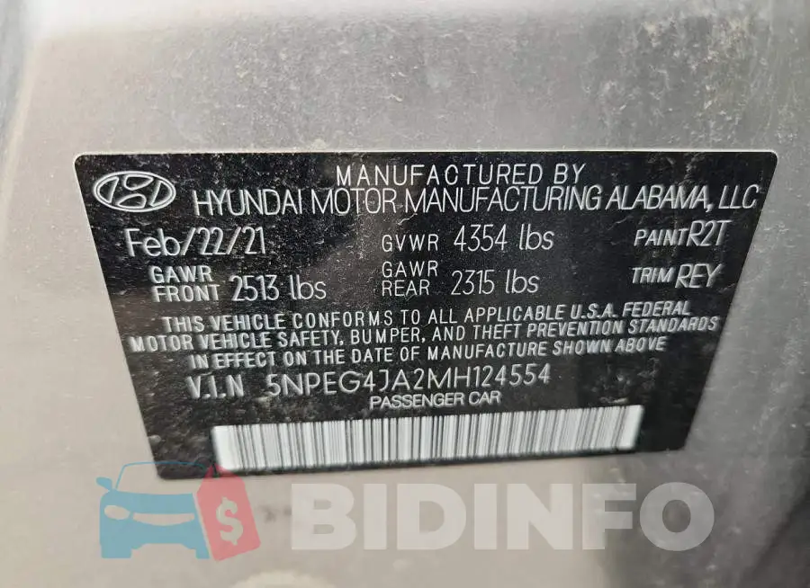 5NPEG4JA2MH124554 Photo# 12