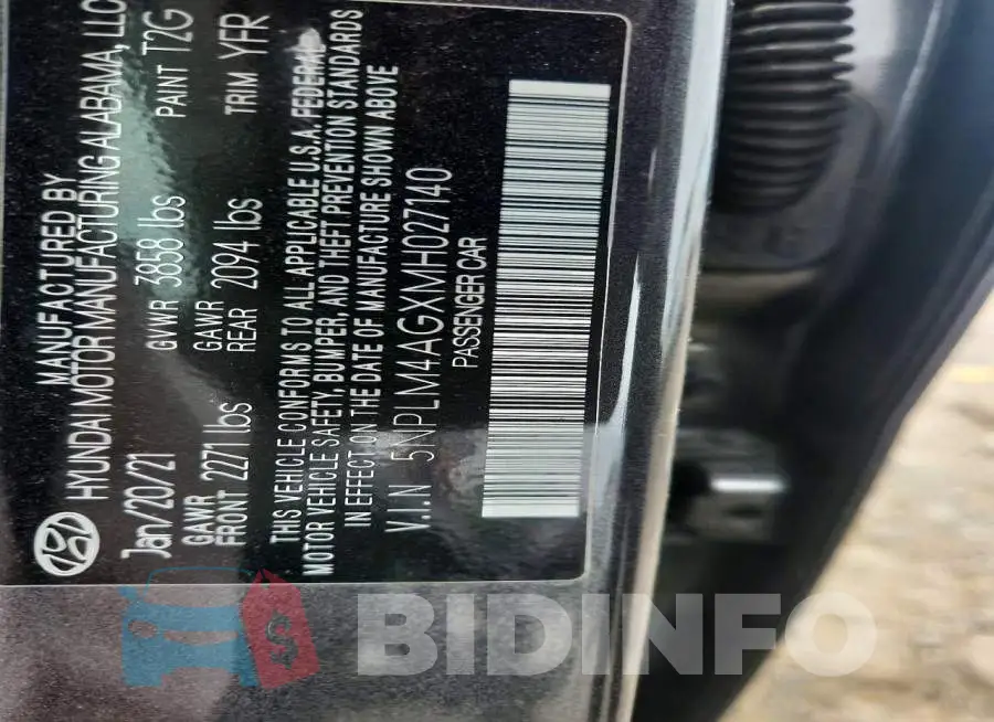 5NPLM4AGXMH027140 Photo# 12