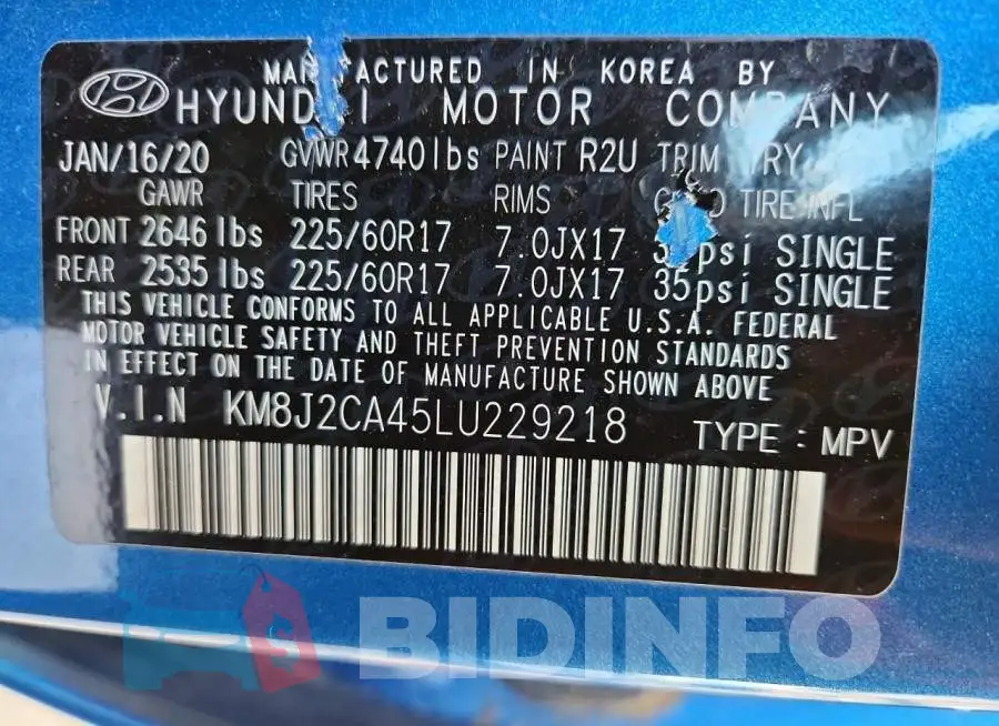 KM8J2CA45LU229218 Photo# 12