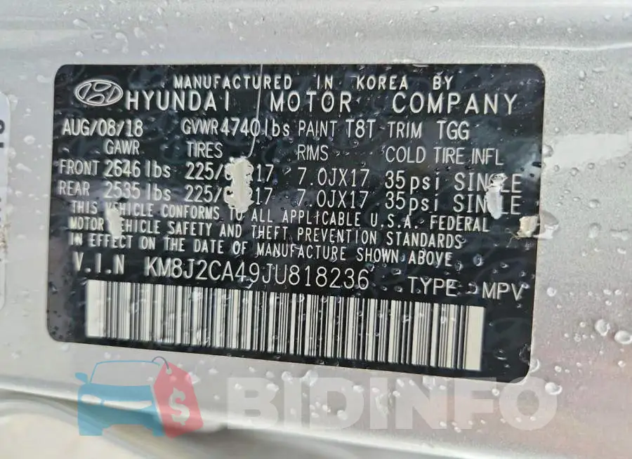 KM8J2CA49JU818236 Photo# 13