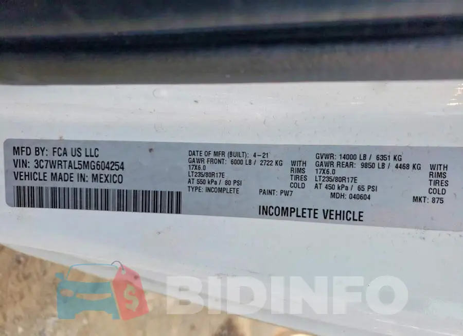 3C7WRTAL5MG604254 Photo# 13