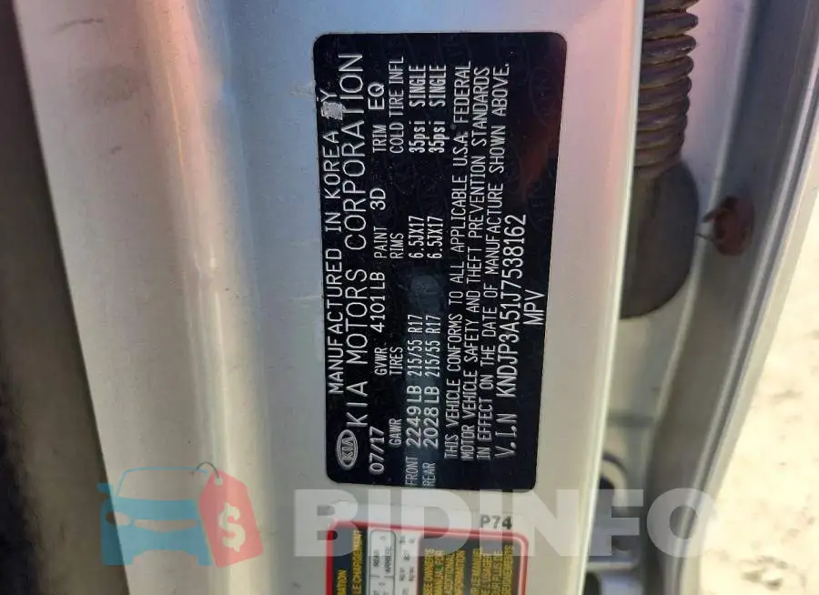 KNDJP3A51J7538162 Photo# 12