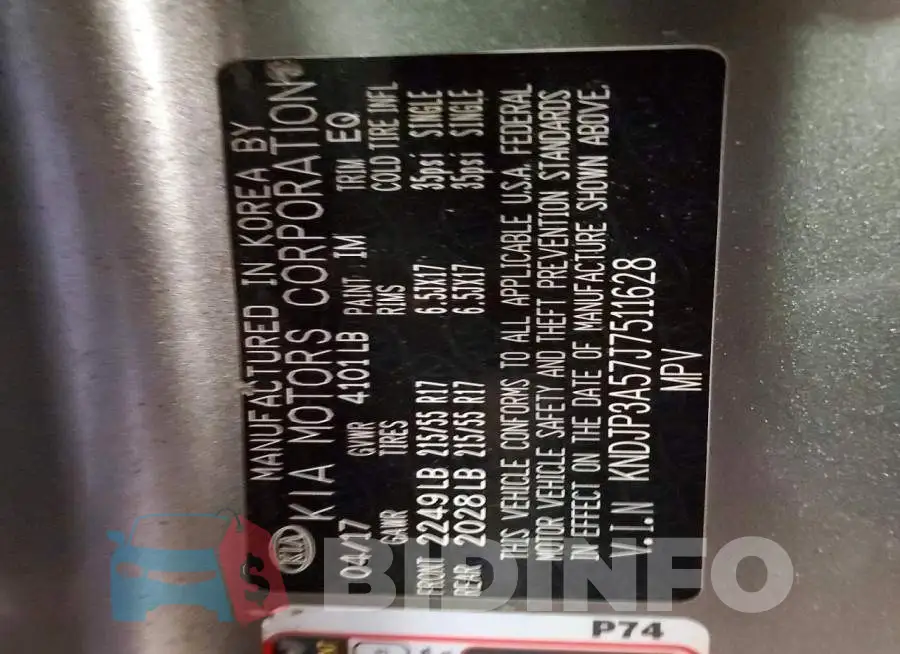 KNDJP3A57J7511628 Photo# 12