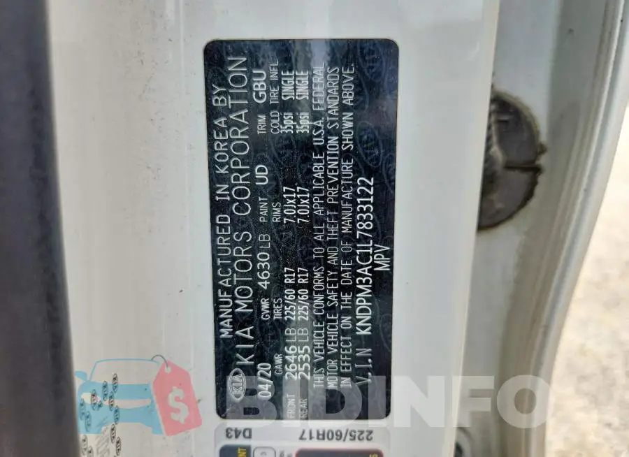 KNDPM3AC1L7833122 Photo# 12