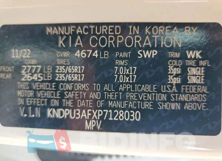 KNDPU3AFXP7128030 Photo# 13
