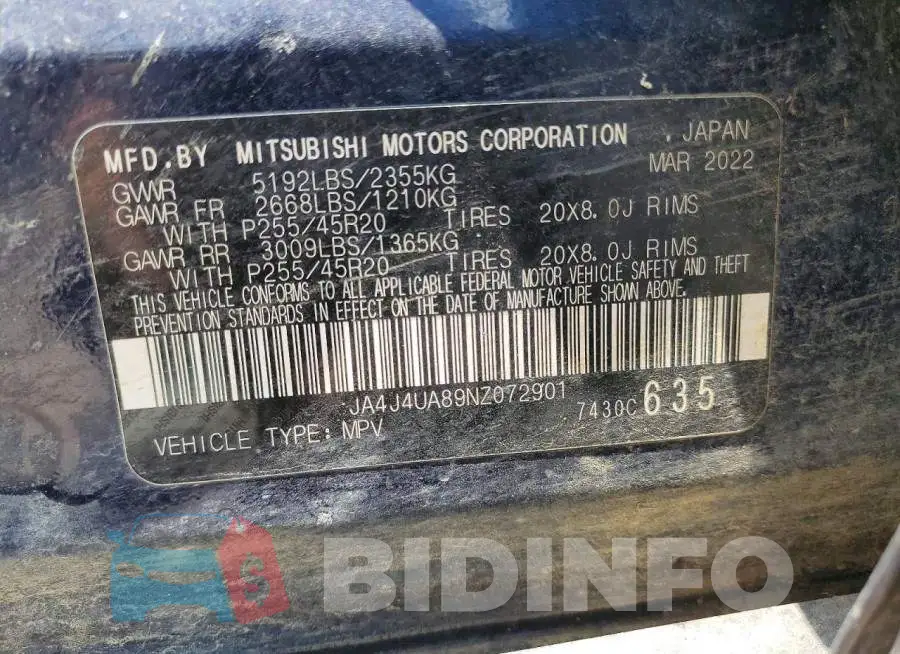 JA4J4UA89NZ072901 Photo# 12