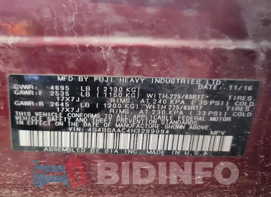 4S4BSAAC4H3299094 Photo# 12