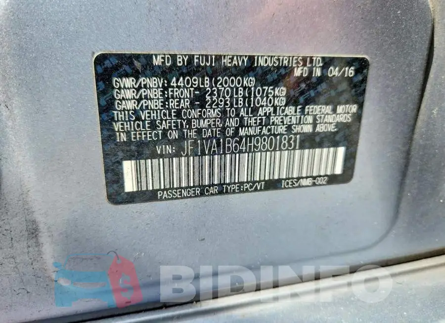 JF1VA1B64H9801831 Photo# 13