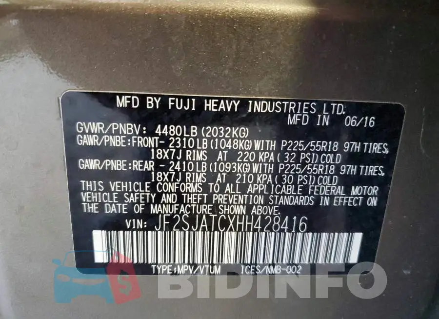 JF2SJATCXHH428416 Photo# 13
