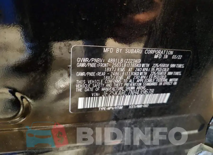 JF2SKARC7NH439678 Photo# 13