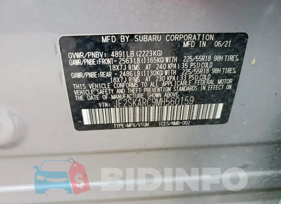 JF2SKARC9MH560159 Photo# 12