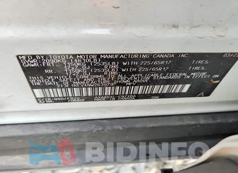 2T3F1RFV4NW263979 Photo# 14