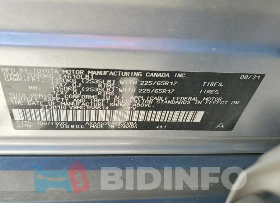 2T3H1RFV8MC158614 Photo# 12