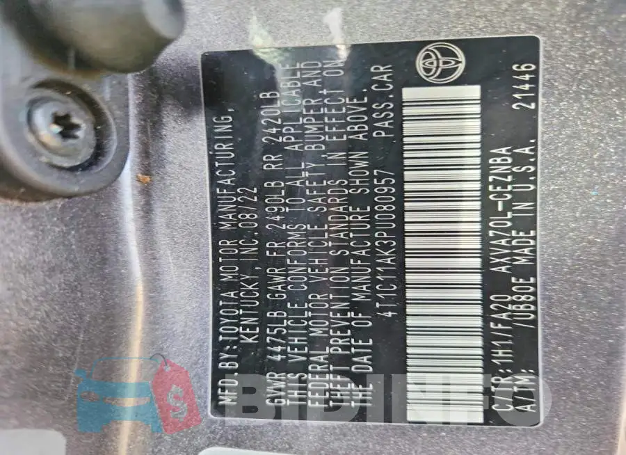 4T1C11AK3PU080957 Photo# 12