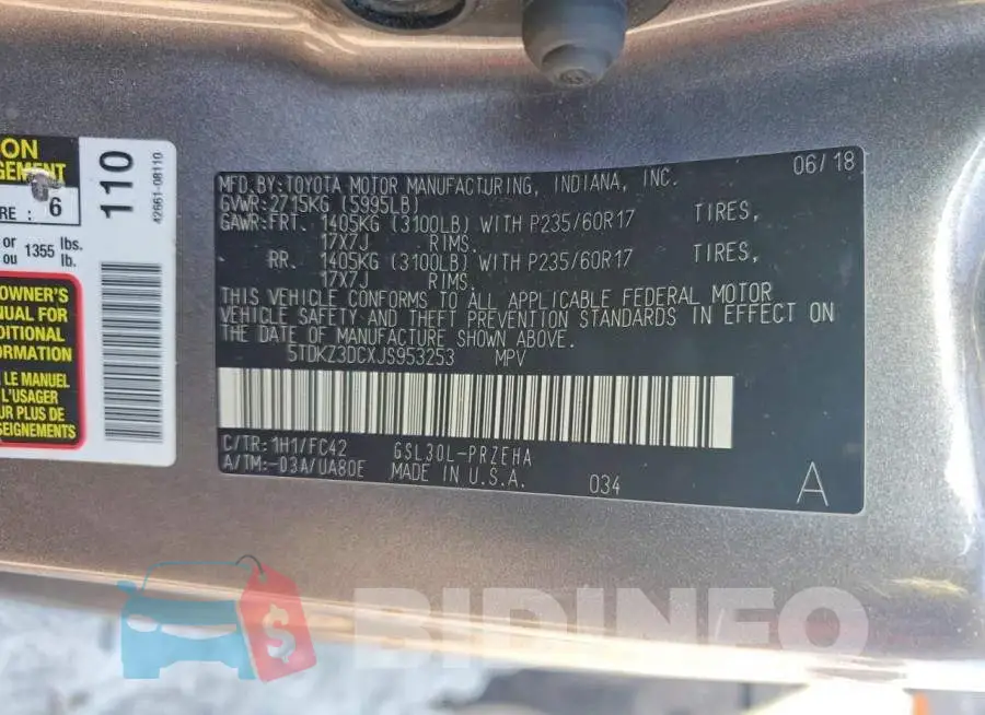 5TDKZ3DCXJS953253 Photo# 13
