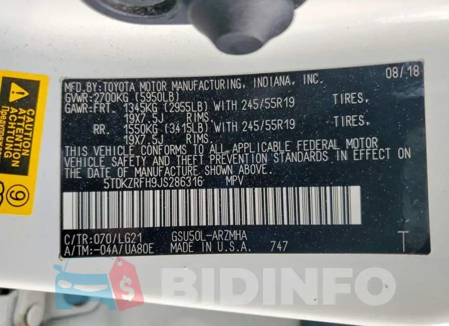 5TDKZRFH9JS286316 Photo# 14