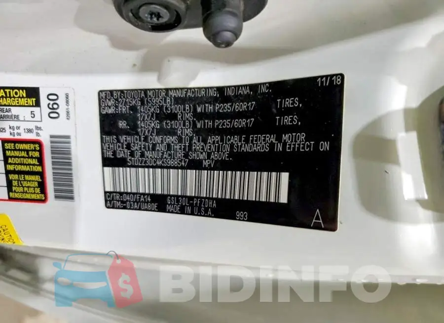 5TDZZ3DC4KS988547 Photo# 13