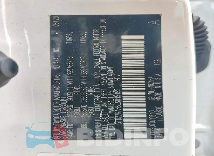 5TDZZRAH5LS015195 Photo# 14