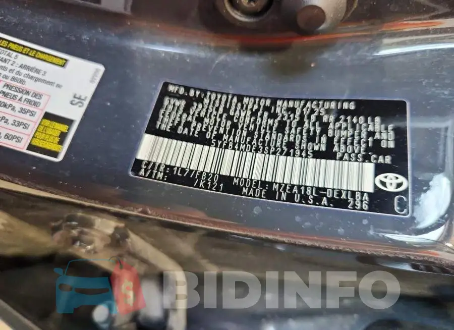 5YFB4MDE3SP271945 Photo# 12