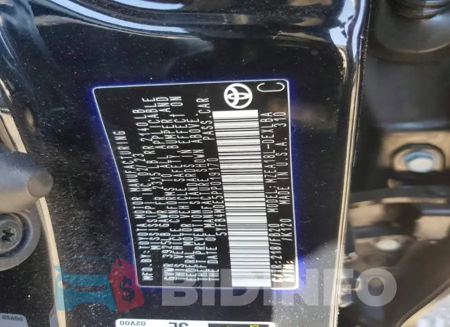 5YFB4MDE5PP019170 Photo# 12