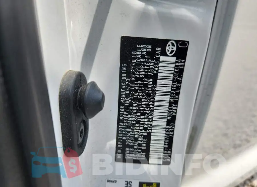 5YFB4MDE5PP036082 Photo# 12