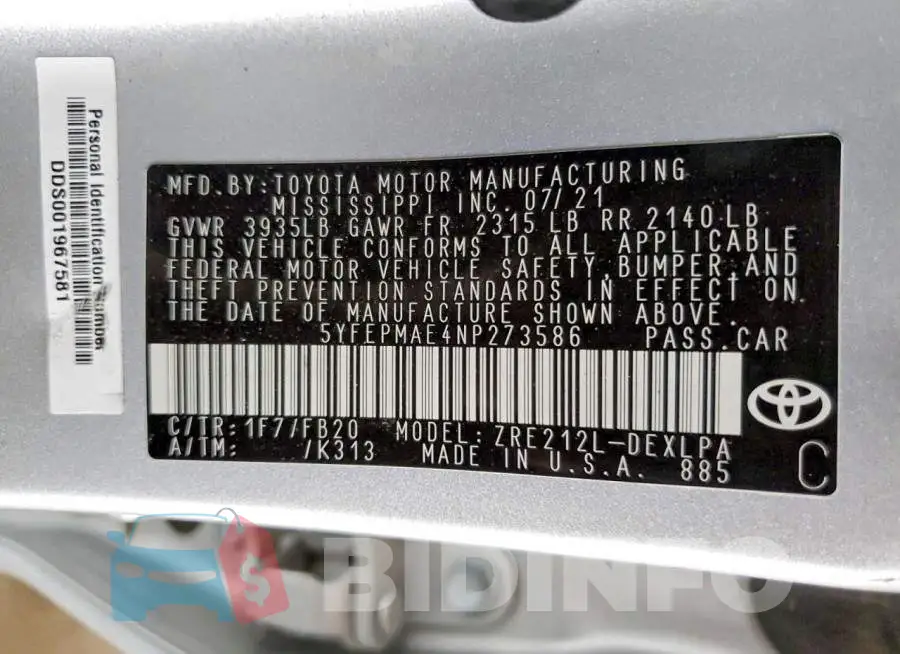 5YFEPMAE4NP273586 Photo# 12