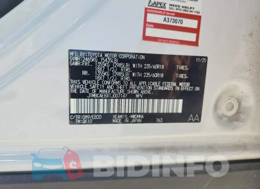 JTMBCAEBXTJ007147 Photo# 13