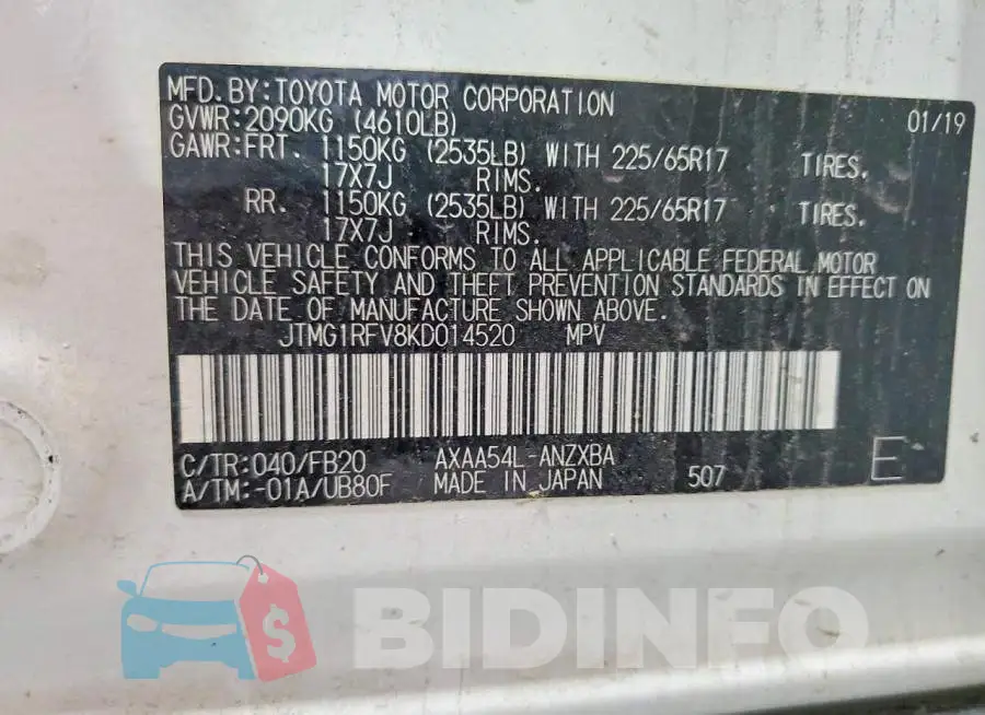 JTMG1RFV8KD014520 Photo# 13