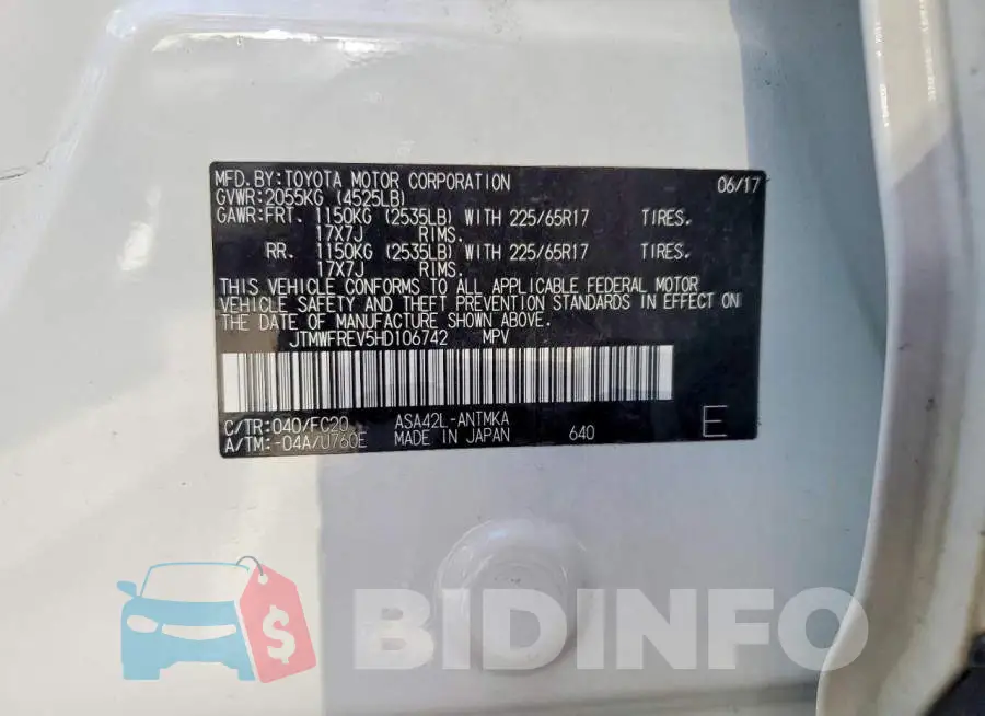 JTMWFREV5HD106742 Photo# 13