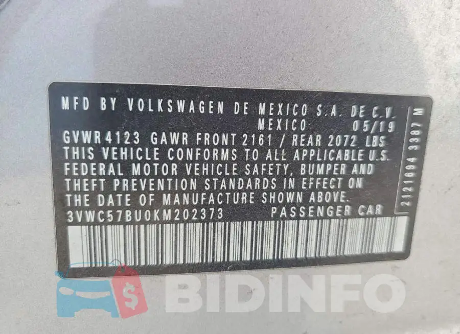 3VWC57BU0KM202373 Photo# 13