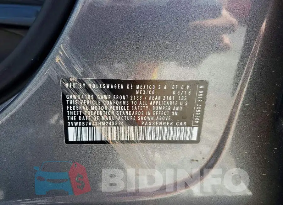 3VWDB7AJXHM248824 Photo# 12