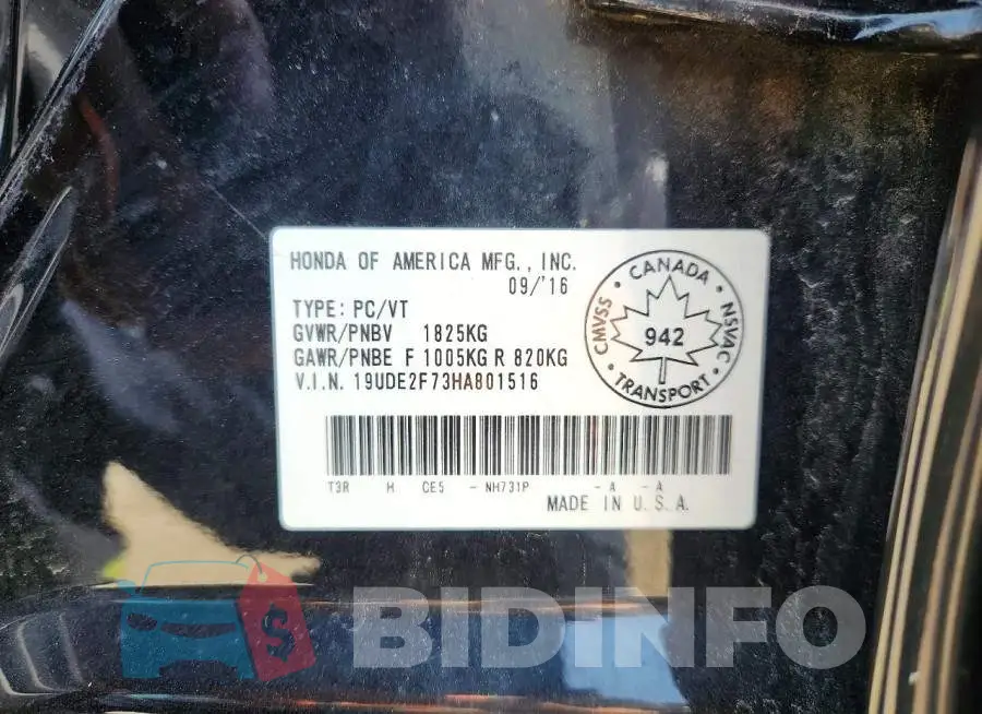 19UDE2F73HA801516 Photo# 13