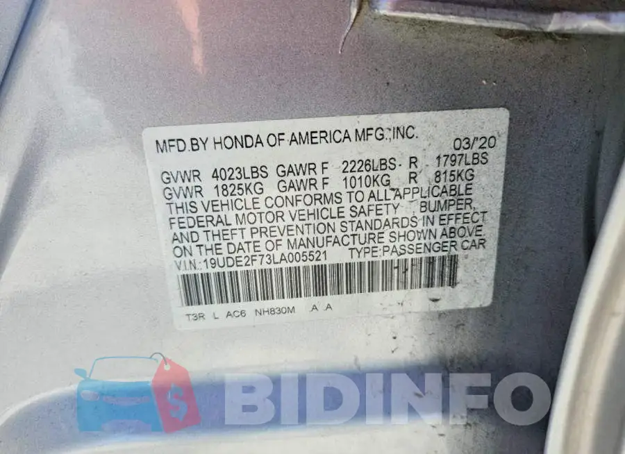 19UDE2F73LA005521 Photo# 12