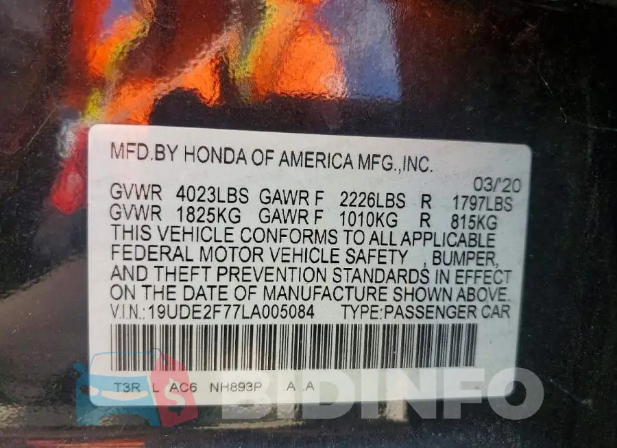 19UDE2F77LA005084 Photo# 12