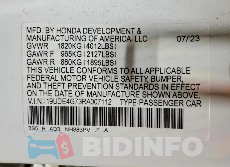 19UDE4G73RA007112 Photo# 13