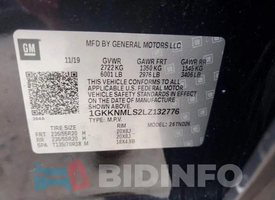 1GKKNMLS2LZ132776 Photo# 13