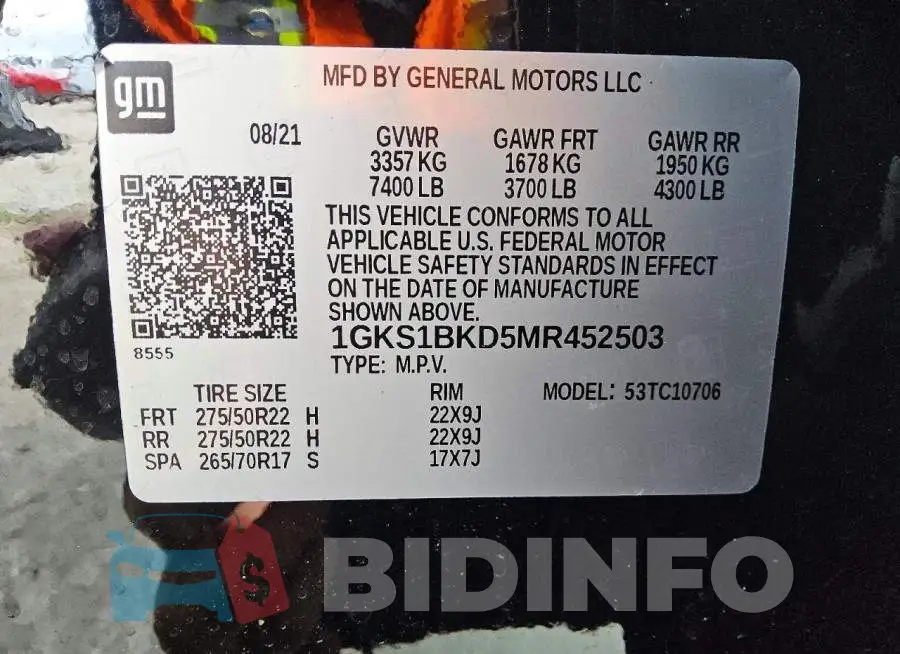 1GKS1BKD5MR452503 Photo# 13