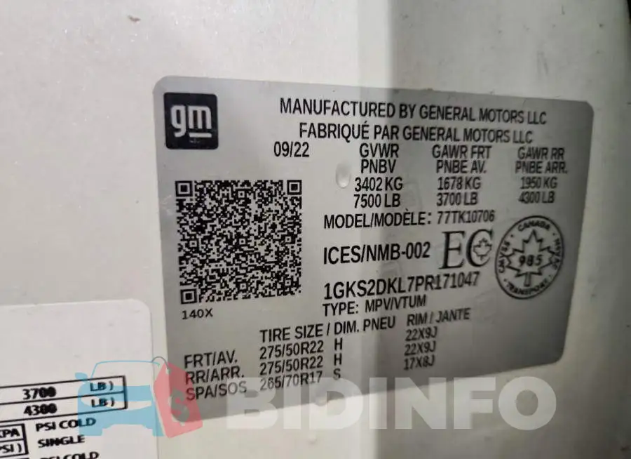 1GKS2DKL7PR171047 Photo# 13