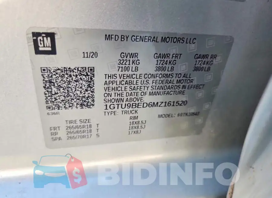 1GTU9BED6MZ161520 Photo# 12