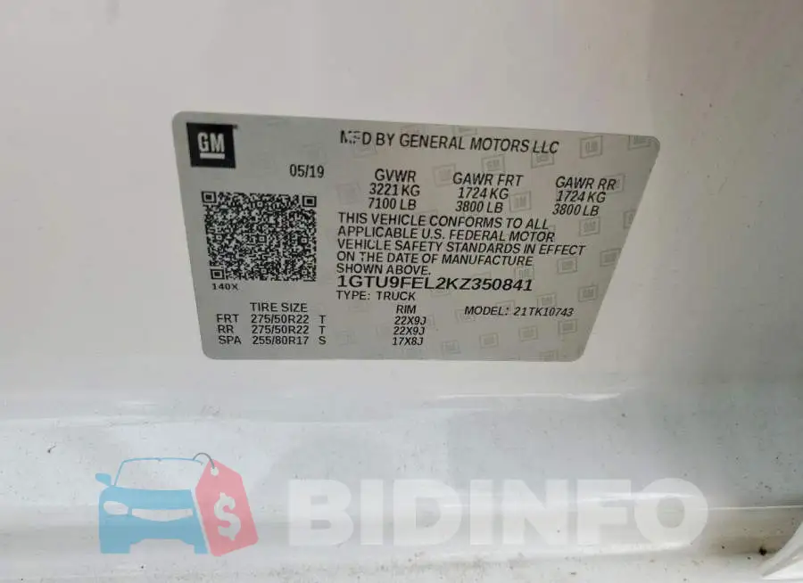1GTU9FEL2KZ350841 Photo# 12